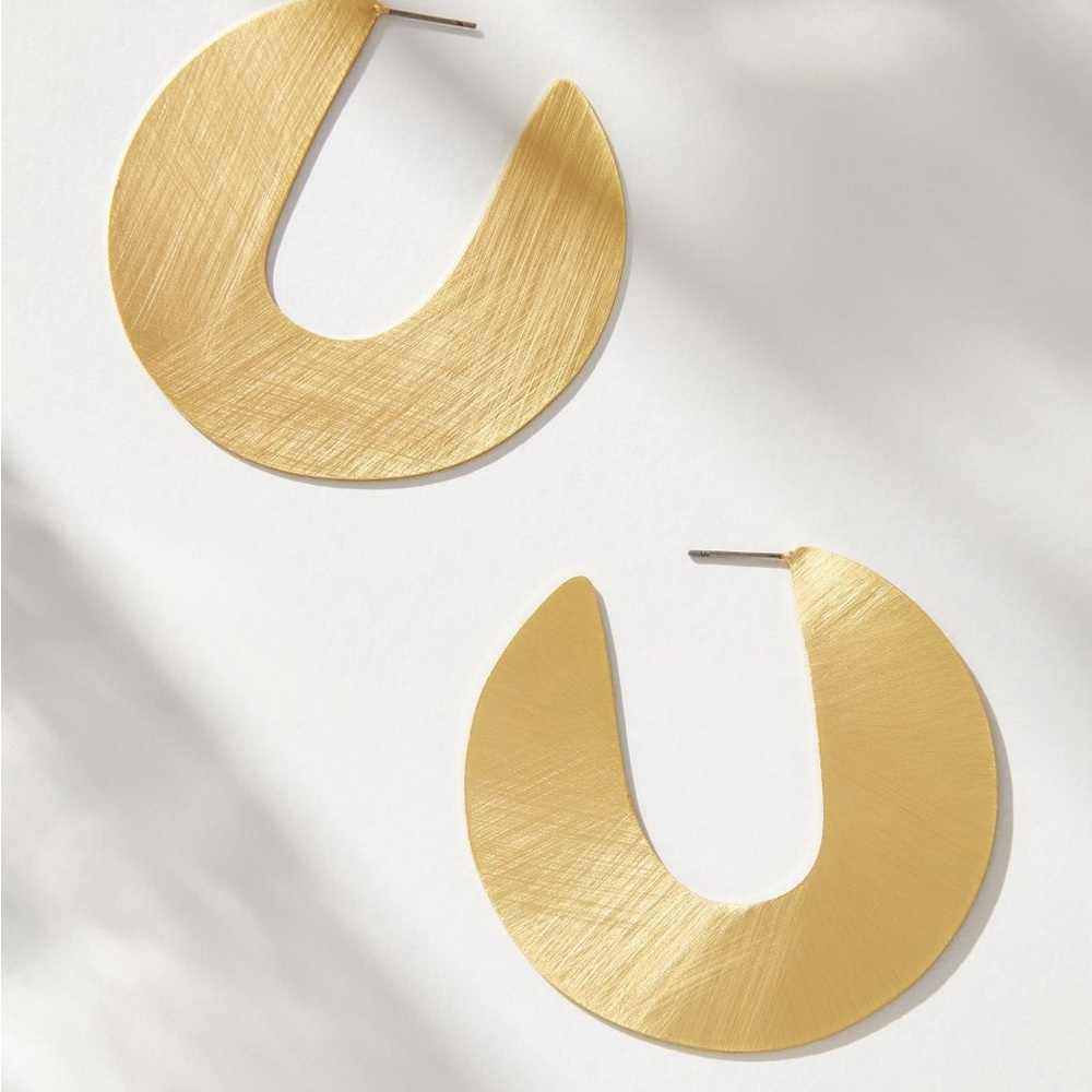 Anthropologie Brushed Gold Open-Circle Hoop Earrings - Picture 2 of 3